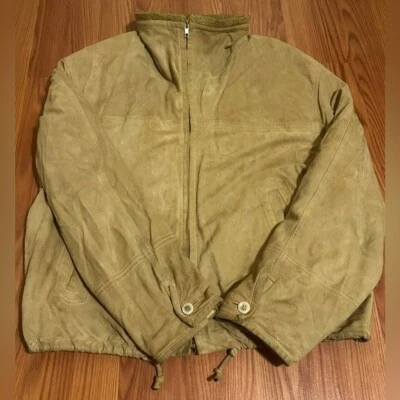 Hugo Boss Vintage Tan Suede Bomber Jacket Size L Old Money Quiet Luxury - Image 1 of 4