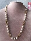 Vintage Necklace Faux Pearls & Fancy Goldtone Links 70’s Fashion Jewelry 24”