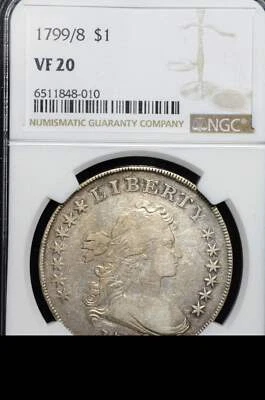 1799/8 Draped Bust Silver Dollar VF20 NGC - Image 1 of 3