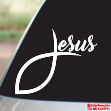 JESUS FISH Vinyl Decal Sticker Car Window Wall Bumper God Christian Symbol Cross