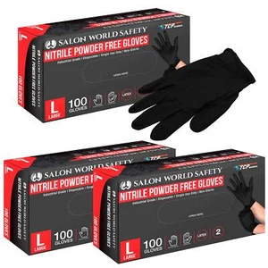 Schwarze Nitril Einweghandschuhe, 3 Schachteln à 100, groß, 4 Mil - latexfrei - Bild 1 von 5