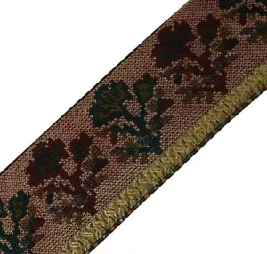 3.5" W Vintage Sari Border Indian Craft Trim Embroidered Sewing Ribbon Lace - Picture 1 of 5