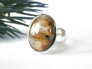 SCHMUCK-STCK Ring Silber 60 19 Engelshaar Liebespfeil RUTIL QUARZ Saganit oval - Picture 1 of 4