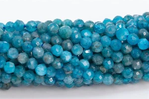 "Cuentas de apatita azul natural genuinas de 2 mm grado AAA cuentas sueltas redondas facetadas de 15" - Imagen 1 de 3
