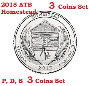 2015 P D S 3 Quarters set America the Beautiful Nebraska Homestead Monument coin - Picture 1 of 1