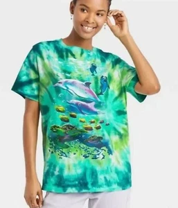 Mighty Fine Women's M Girls Large Dolphin Ocean Graphic T-Shirt NWT - Picture 1 of 4