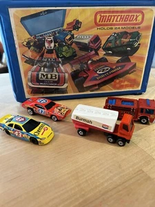 Vintage Matchbox Blue Carry Case 1976 (4 CARS INCLUDED) - Picture 1 of 11