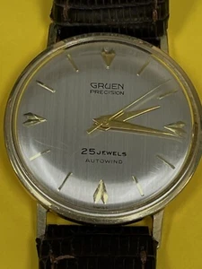 14K  SOLID GOLD  MENS  GRUEN PRECISION  AUTOMATIC  VINTAGE  WRISTWATCH - Picture 1 of 12