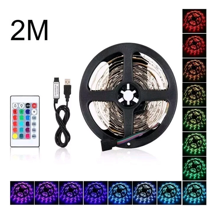 STRISCIA LED ADESIVA LUCE RGB RETROILLUMINAZIONE TV USB 2 MT FLESSIBILE TE-B0309