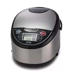 Tiger JAX-T18U-K 10-Cup Micom Rice Cooker with Food Steamer Slow Cook S/S Black - Picture 1 of 4