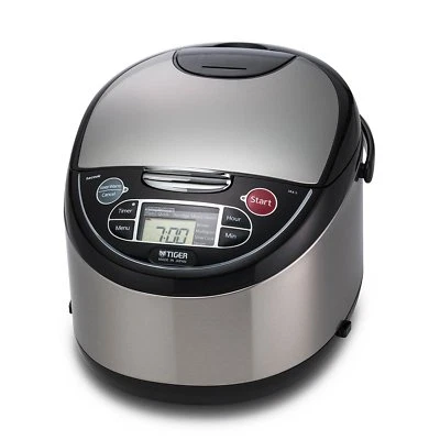 Tiger JAX-T18U-K 10-Cup Micom Rice Cooker with Food Steamer Slow Cook S/S Black