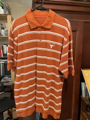 UT-Austin Co-Op Short sleeve Knit Polo /white Horizontal Stripes (XL)  Used.  - Image 1 of 4