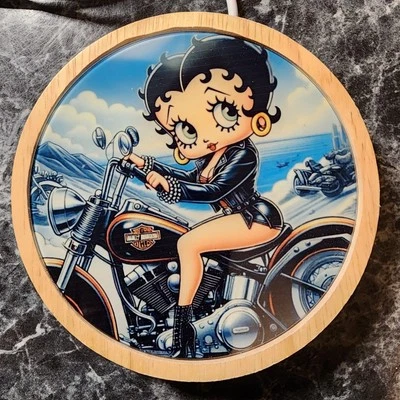 Betty B the Biker - LED Night Light with Wooden Base - Image 1 of 2