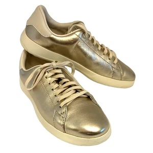 Sneaker da tennis COLE HAHN da donna NUOVE GrandPro in pelle oro con lacci | Taglia US 7,5 - Foto 1 di 5