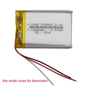 3.7V 1300mAh 4.81Wh NTC 3-Wires Thermistor Li Lipo Replacement Battery 703450 - Picture 1 of 4