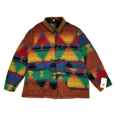 VTG 90s CAL CRAFT SOUTHWESTERN NAVAJO AZTEC PATTERN WOOL BLEND COAT JACKET Sz L - Image 1 of 4
