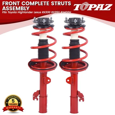 Pair Front Struts w/ Coil Springs For Toyota Highlander Lexus RX330 RX350 RX400H - Image 1 of 4
