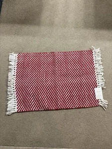 Threshold Woven Kitchen Rug Red & White Striped with Fringes 20" X 34" - Picture 1 of 5