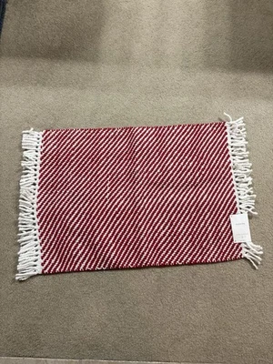Threshold Woven Kitchen Rug Red & White Striped with Fringes 20" X 34" - Image 1 of 4