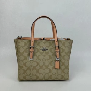 NWT Coach C4250 Mollie Tote 25 In Signature Canvas IN Light Khaki Faded Blush - Picture 1 of 10