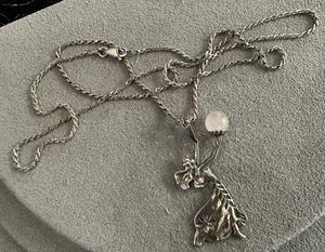 Vintage Art Deco Rosenquarz Kugel Dame Anhänger Halskette 24" - Bild 1 von 7