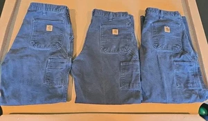 Lot Of 3 09 Carhartt Duck Canvas Pants Men 36X30 (34x29) B11-MDT Midnight Blue - Picture 1 of 6