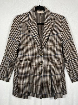 Soft Surroundings Houndstooth Blazer Jacket Size PM Petite Medium Pleated Career - Image 1 of 4