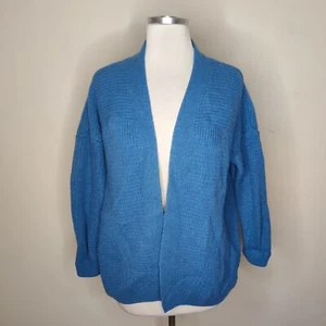 Woolovers Women's Cardigan Wool Alpaca Yak Blend XL BLue Open Front - Picture 1 of 9