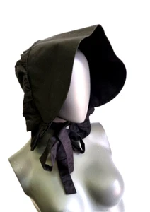 Bäuerin Magd Kopfbedeckung Kolonialzeit Haube Mittelalter Larp victorian schwarz - Bild 1 von 5