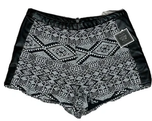 NEW Juniors Volcom Stone Row Silver Black Sparkly Faux Leather Shorts Medium NWT - Picture 1 of 4
