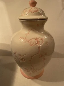 Handmade Keepsake Lg Adult Cremation Urn Ashes Urn White With Pink Flowers - Picture 1 of 12