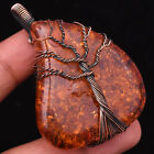 Baltic Amber Gemstone Copper Wire Wrapped Handmade Jewelry Pendant 2.13"