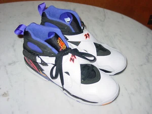 2015 Nike Air Jordan Retro 8 "Threepeat" White/Infrared Youth Shoes Size 7Y NEW! - Picture 1 of 12