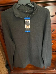 Banana Republic men's BLACK waffle quarter zip pullover, size large, NWT - Picture 1 of 6