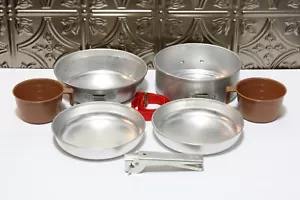 Juego completo de utensilios de cocina de camping vintage Mirro aluminio para mochileros 8 piezas - Imagen 1 de 8