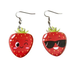 Cute Cartoon Fruit Shape Resin Acrylic Dangle Earrings Colorful Watermelon Lemon - Picture 1 of 1