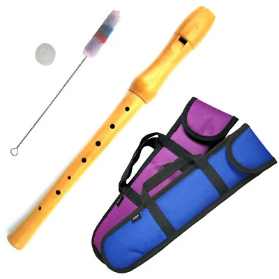 BLOCKFLÖTE C SOPRAN SCHULFLOETE AHORN HOLZ DEUTSCHE GRIFFWEISE +TASCHE pink blau - Bild 1 von 3