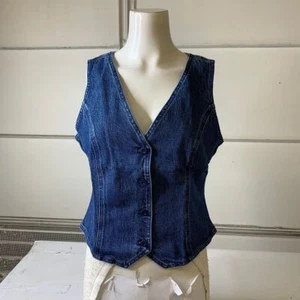 MADEWELL Denim Fitted Vest Women's Size 10 Medium Indigo Wash - Picture 1 of 6