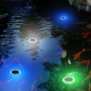 US Outdoor 3 Colors Solar LED Floating Light Garden Pond Pool Lamp Rotating IP68 - Picture 1 of 13