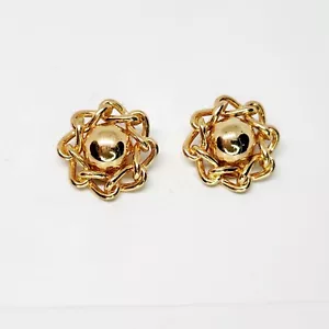 Vintage Christian Dior Goldfarbene Kuppelkette Grob Rund Clip Ohrringe Elegant - Bild 1 von 6