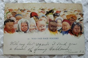 antica cartolina chi disse razza suicidio bambini compagnia nazionale d'arte ca 1907 - Foto 1 di 2