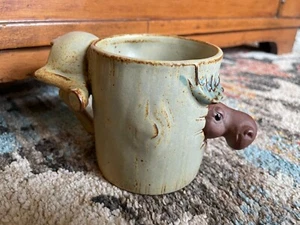 Vintage Moose Mus 3D Pottery Stoneware Coffee Mug, Funny, Rustic, Cabin - Picture 1 of 6