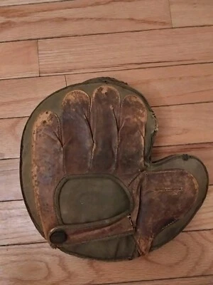 Guante de receptor de béisbol infantil antiguo vintage de principios de 1900 Foto 1 de 4