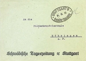 DR Infla Gebühr bezahlt Stuttgart 8.9.23 ovaler Paketstempel schwarz (B-9077) - Picture 1 of 1