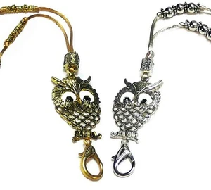 Collar con cordón, insignia de identificación de seguridad, llaves, soporte, búho dorado o plateado - Imagen 1 de 5
