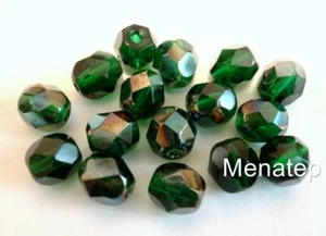 50 4mm Czech Glass Fire Polished Beads: Emerald - Celsian - Picture 1 of 1