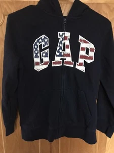 GAP boys XL Patriotic flag applique full zip hooded sweat shirt-EC - Picture 1 of 4