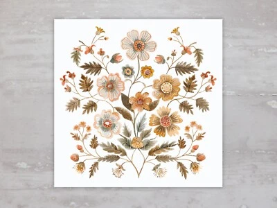 Painel de tecido arte folclórica escandinava floral colcha quadrada bloco de costura A78 - Imagem 1 de 4