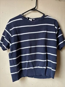 Sweater Exchange Vintage Striped Crop Top Sweater 100% Cotton Made In USA Large - Picture 1 of 11