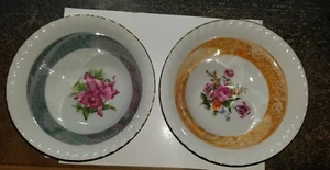 2 Yamatsu Lusterware Vintage Floral Japón 7" con Borde Dorado Años 50 - Imagen 1 de 5